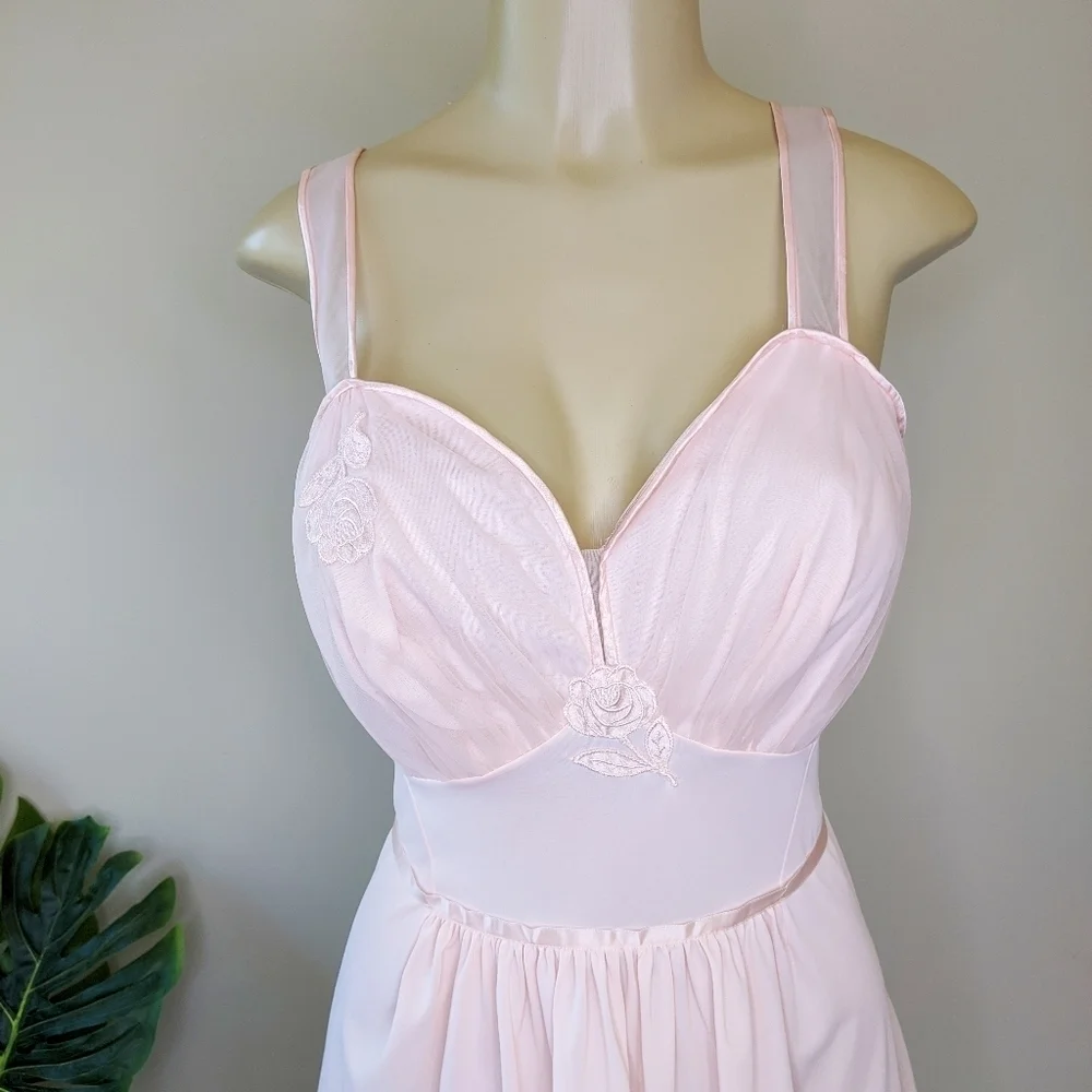 Vintage 60's Artemis Pastel Pink Bias Cut Ballerina Slip Dress - Picture 11 of 14